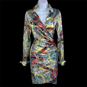 AKIRA Vibrant Patterned Long Sleeve Dress